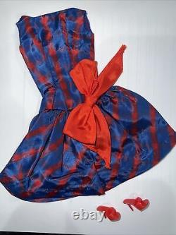 Extremely RARE 1966 Vintage Barbie Beau Time Plaid Dress #1651 Red Bow JAPAN