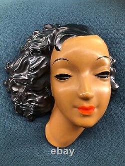 Extremely RARE Art Deco Wall mask Goldscheider Ceramics Wien Austria LOT x7