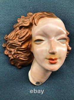 Extremely RARE Art Deco Wall mask Goldscheider Ceramics Wien Austria LOT x7