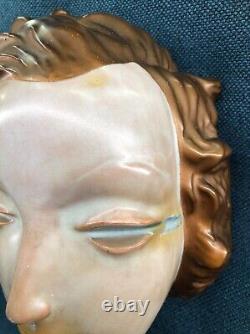 Extremely RARE Art Deco Wall mask Goldscheider Ceramics Wien Austria LOT x7