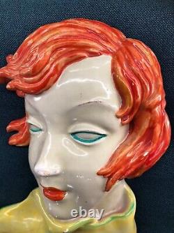 Extremely RARE Art Deco Wall mask Goldscheider Ceramics Wien Austria LOT x7