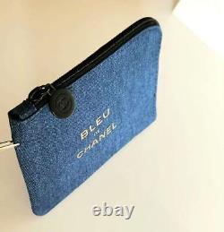 Extremely RARE Authentic CHANEL Novelty Card Holder Card Case navy Makeup pouch
