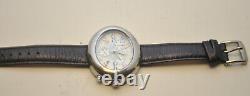 Extremely RARE Ladies Croton Oval Chronograph SS Blue Leather Band Watch