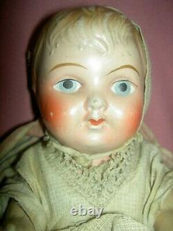 Extremely RARE black/white composition c1900 Topsy-Turvy TWO-sided doll a/orig