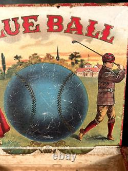 Extremely Rare 1890's Antique Golf Cigar Box Baseball Tennis Golfer