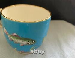 Extremely Rare 19th C Mintons Fish Cups And Saucer Trio Hand Painted G1302