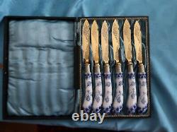 Extremely Rare- 6 Royal Copenhagen Raadvad Fluted Lace Knives-original Box