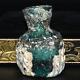 Extremely Rare Ancient Roman Glass Bottle with Blue Patina and wavy Pattern
