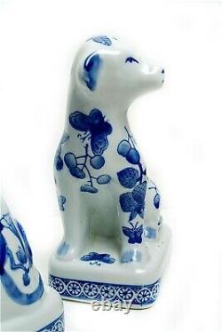 Extremely Rare Antique Clignancourt Porcelain Blue And White Dog Figurine