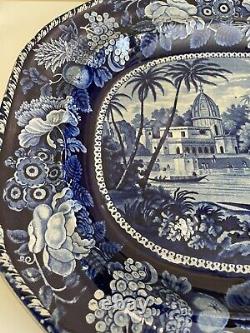 Extremely Rare Antique J Hill & Sons Surseya Ghaut Khanpore Blue/White Platter