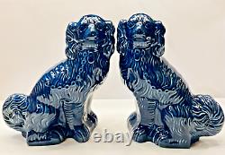 Extremely Rare Arthur Wood X-Large Royal Blue Staffordshire Spaniel Mantel Dogs