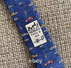 Extremely Rare! Authentic Luxury HERMES PARIS 7980 EA Tour Auto 2001 Silk Tie