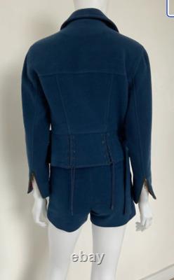 Extremely Rare Azzedine Alaia Deep Cerulean Moto Jacket & Shorts Set