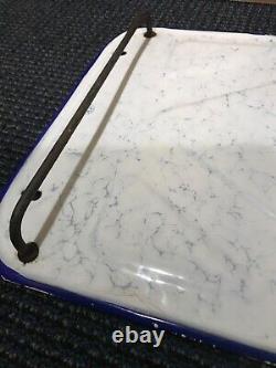 Extremely Rare Blue & White Nm Snow On The Mountain Utensil Rack Old Graniteware