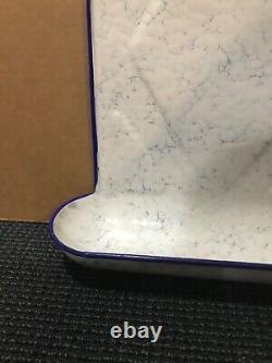 Extremely Rare Blue & White Nm Snow On The Mountain Utensil Rack Old Graniteware