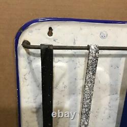 Extremely Rare Blue & White Nm Snow On The Mountain Utensil Rack Old Graniteware