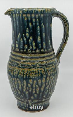 Extremely Rare Bob Cheryl Husby Studio Pottery Blue Pitcher