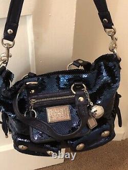 Extremely Rare! COACH Poppy Sequin Spotlight Tote Purse Bag in Blue Jean! 15383