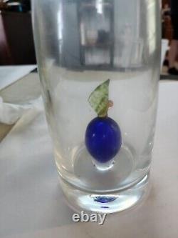 Extremely Rare Cobalt Blue Art Glass Fruit Inside Wine Decanter Bottle Hard2Find