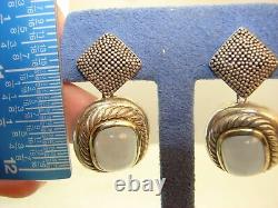 Extremely Rare David Yurman Sterling Silver & 14k Gold Blue Chalcedony Earrings