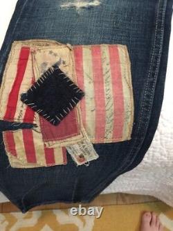 Extremely Rare Denim & Supply By Ralph Lauren Flag Patch Jeans 28 X 32