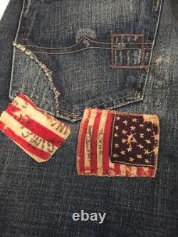 Extremely Rare Denim & Supply By Ralph Lauren Flag Patch Jeans 28 X 32