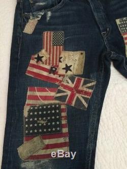 Extremely Rare Denim & Supply By Ralph Lauren Flag Patch Jeans 32 X 32