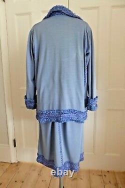 Extremely Rare Early 1920s Blue Wool Jersey 3 Piece Ladies Walking Suit Ribbon