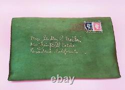 Extremely Rare Eric de Kolb Purse IOB Letter, Embroidered Silk Dulac Stamp