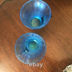 Extremely Rare Fenton Celeste and Cobalt #220 Set of Two