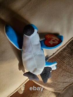 Extremely Rare, Flawed Ty Beanie Babie Rocket Blue Jay Withmismatched Stitching