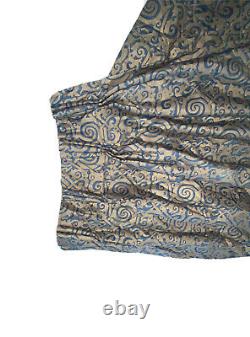 Extremely Rare Fortuny Maori Pair Drapes Curtains Blue Brown Pinch Pleat Luxury