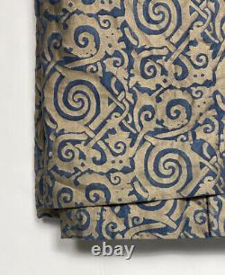 Extremely Rare Fortuny Maori Pair Drapes Curtains Blue Brown Pinch Pleat Luxury
