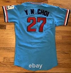 Extremely Rare Korea Y. M. Choi Team Baseball Jersey Blue Boys Size Very Nice