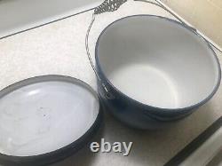 Extremely Rare Mint Blue Fade Bluebell White Graniteware Enamelware Antique