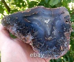 Extremely Rare Mirror Polished Big Turkish Blue Lace Stick Agate Pair Uv Reactiv