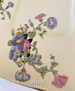 Extremely Rare Morgan Belleek China USA BLE1 Serving Platter Pink Blue Flowers
