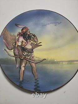 Extremely Rare Nippon Hand Painted Blown Out Plate Indian Goose Hunter
