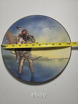 Extremely Rare Nippon Hand Painted Blown Out Plate Indian Goose Hunter