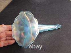 Extremely Rare Northwood Ice Blue Wide Panel Epergne Side Carnival Glass Lily
