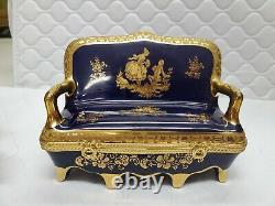 Extremely Rare PORCELAINE IMPERIA Cobalt Blue Limoge Set with accent pieces