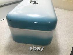 Extremely Rare Pretty Nmint Blue White Breadbox Graniteware Enamelware Antique