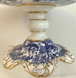 Extremely Rare Royal Crown Derby Blue Mikado Round Pedestal Comport