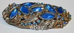 Extremely Rare Signed Weisman & Castle NYC Blue Czech Brooch Art Deco