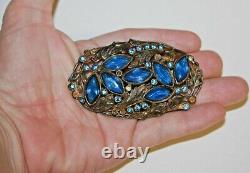 Extremely Rare Signed Weisman & Castle NYC Blue Czech Brooch Art Deco