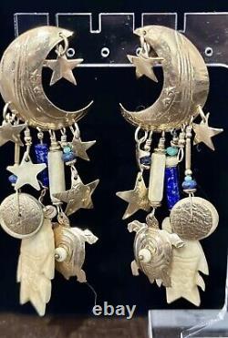 Extremely Rare Tabra Amazing Moon & Stars Earring @@@@
