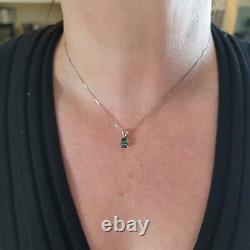Extremely Rare Teal Colored Tourmaline Solitaire Necklace in 14K