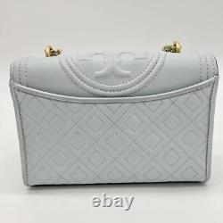 Extremely Rare Tory Burch Fleming Shoulder Bag Pastel Blue Leather
