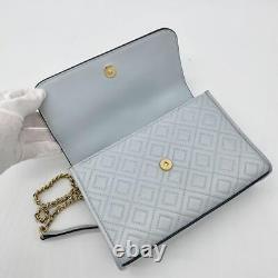 Extremely Rare Tory Burch Fleming Shoulder Bag Pastel Blue Leather