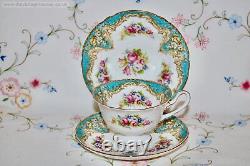Extremely Rare Turquoise Shelley Bone China Tea Set Gainsborough Trio Cup Plate